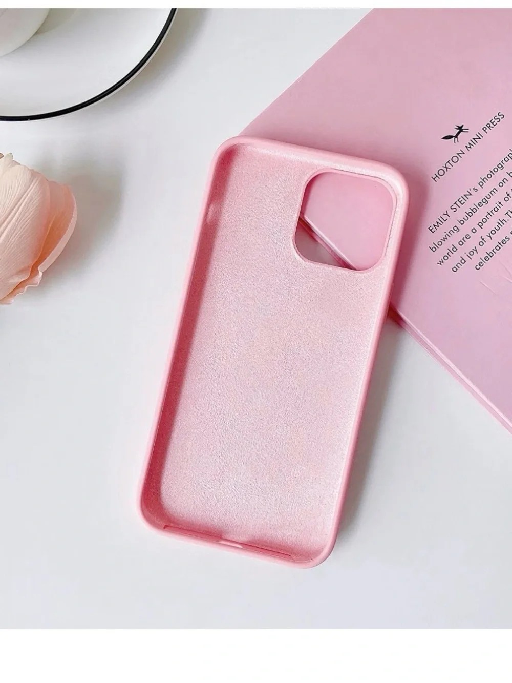 Pink Silicone iPhone 14 Pro Max Case with Heart Accent